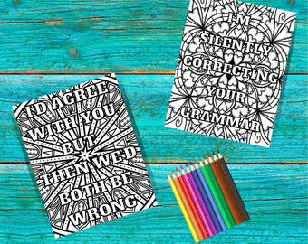 20 Funny, Sarcastic Adult Coloring Pages to Print, Printable Coloring Pages, Sarcastic Coloring Pages, Clean adult humor, Coloring book