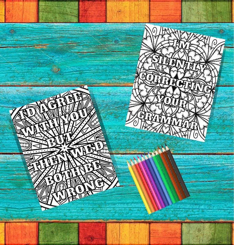 20 Funny Sarcastic Adult Coloring Pages to Print Printable Etsy