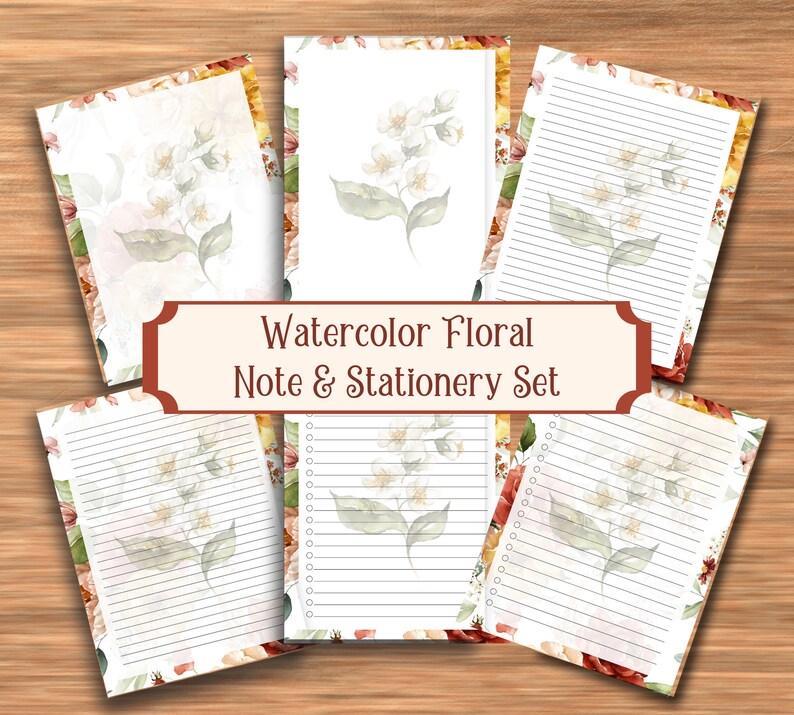 Watercolor Floral Stationery & Note Set - Etsy