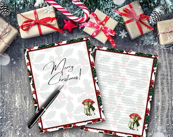 Christmas Stroll Stationery & Note Set, Printable Stationery, Christmas Stationery, Holiday Stationery, Christmas Stationary