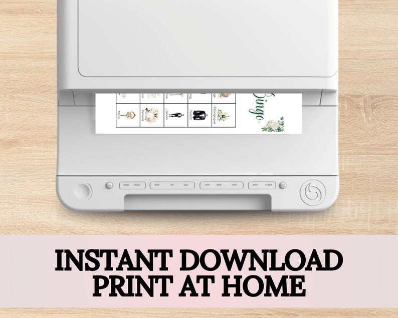 This product is an instant download that you can immediately print and use, for hassle free fun on your big day.