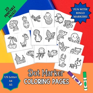 Set of 20 Dot Marker Coloring Pages, Dot Marker Printables, Dot Marker Craft, Dot Marker Coloring, Coloring Pages