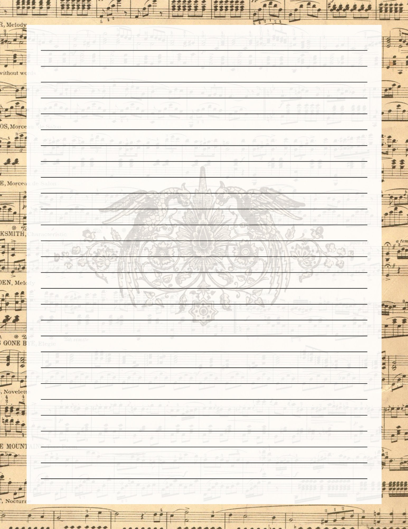 Nusic Note Paper Sheet Music Note & Stationery Set, Printable Stationery, Printable ...