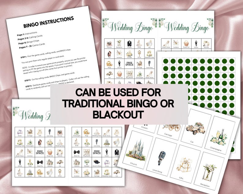 This bingo game can be used for traditional bingo or blackout bingo.