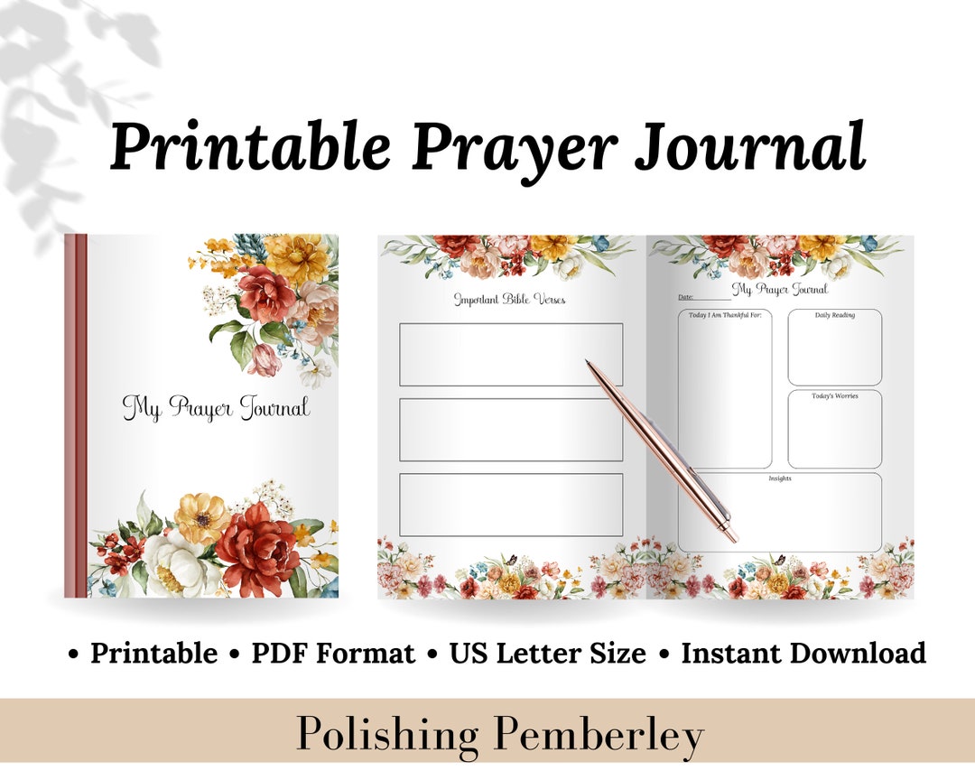 Printable Prayer Journal - Bible Study, Devotional Journal, Gratitude ...
