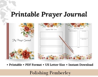 Printable Prayer Journal - Bible Study, Devotional Journal, Gratitude Journal, Christian Journal, Christian Planner, Bible Study Guide
