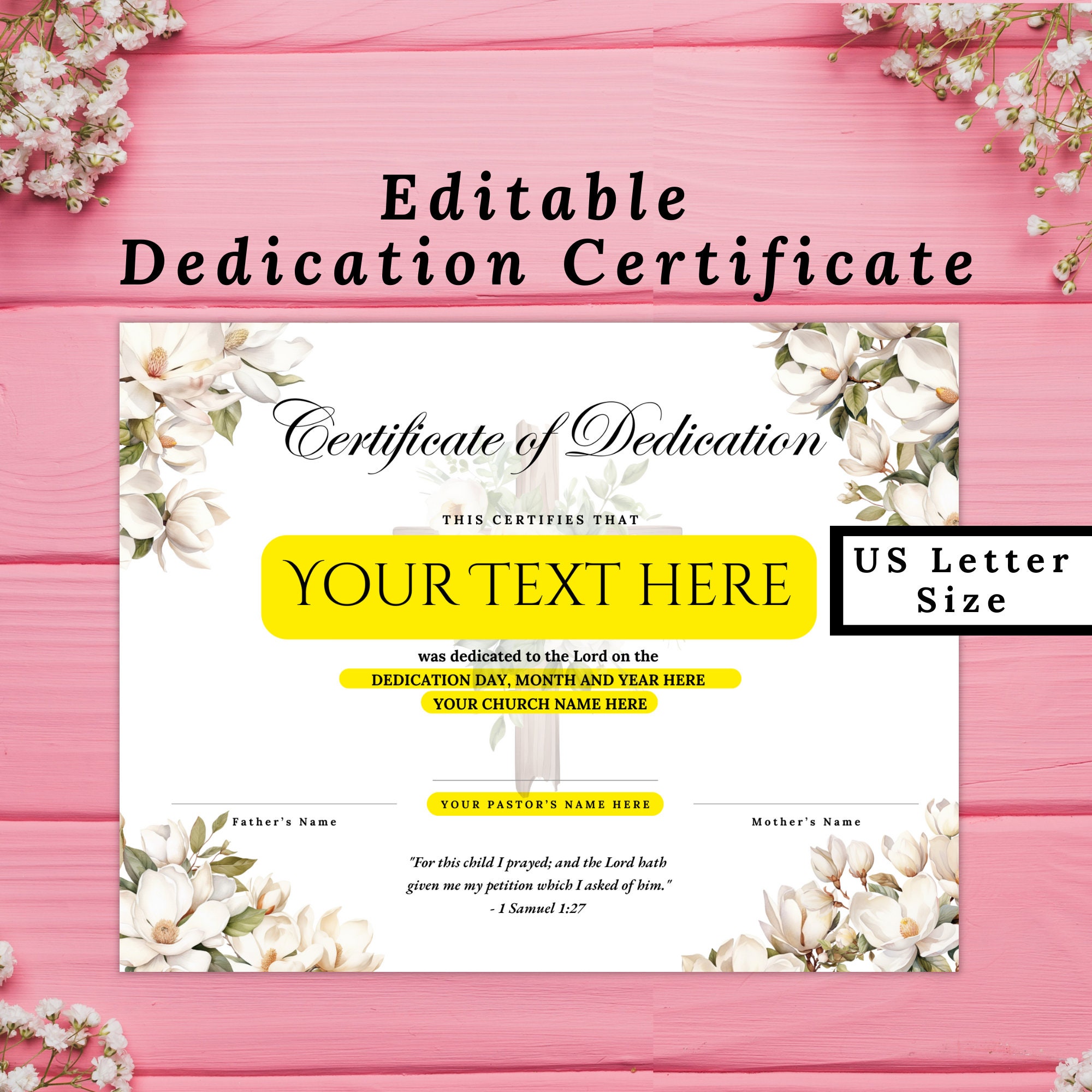 Baby Dedication Certificate Dedication Template, Baptism Certificate, Church Templates, KJV