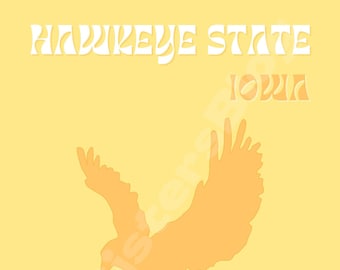 Hawkeye State Iowa Printable Wall Art, DIGITAL DOWNLOAD