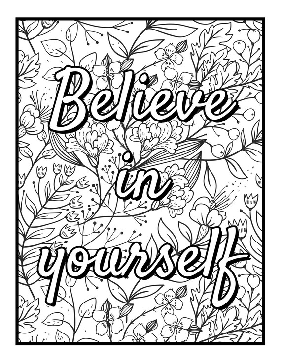 Believe in Yourself Coloring Page | Etsy