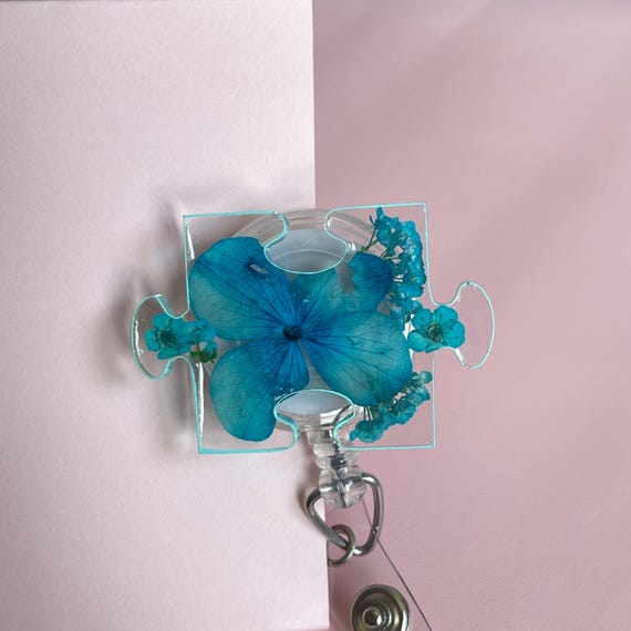 Blue Flower Badge Reel