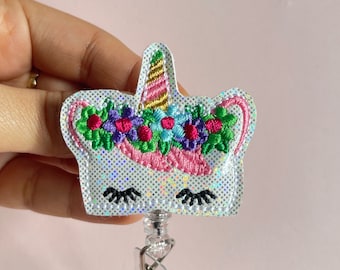 Unicorn Badge Reel | Disney inspired badge holder | glitter badge clip | retractable badge | nurse | teacher