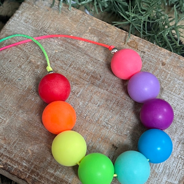 Bubblegum Chunky Necklace Adjustable Neon