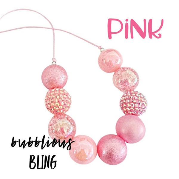 Pink Chunky Bubblegum Necklace Adjustable