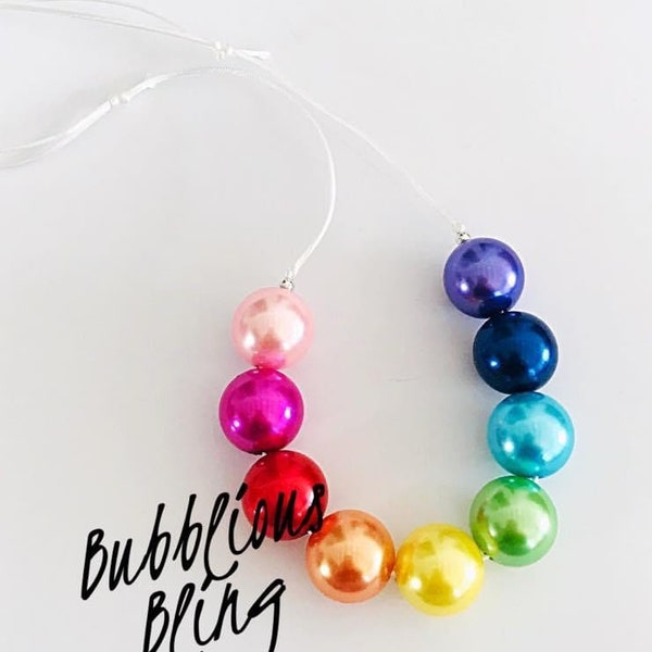 Rainbow Chunky Bubblegum Necklace Adjustable