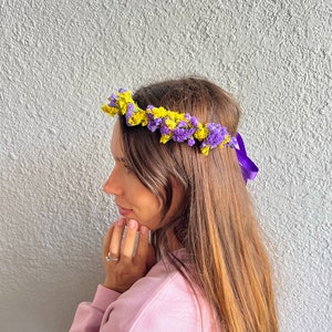 Fresh Flower Purple Crown | Woman Head Band | Floral Hair Accessory | Birthday Wedding Bachelorette Headpiece | Bridal Flower Girl Crown