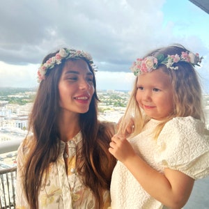 Flower Crown | Floral Hair Wreath | Flower Girl Crown | Wedding Bridal Tiara | Bridesmaids Hair Accessory | Flowers Head Band | Flower Halo