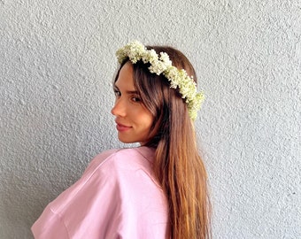 Baby Breath Flower Crown | Real Fresh Flowers | Wedding Flower Girl Head Band Child |  Flower Wreath | Girls Crown | Bridal Hair Accessories