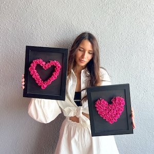 Preserved Spray Roses Wall Art Picture | 3D Wall Decor | Framed Real Forever Roses | Heart Picture | I Love You Gift | Valentines Day Gift