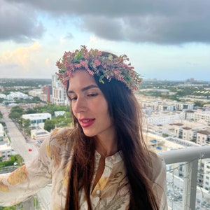 Coroa de flores | Tiara floral artificial | Coroas de flores para dama de honra | Coroa de cabelo de flores | Acessório de cabelo de noiva | Tiara de flores | aréola
