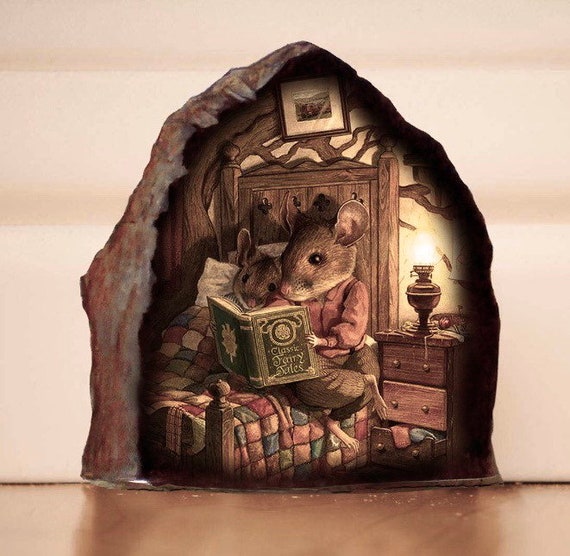 3D Mouse in a Hole Mouse Wall Sticker Reading Mouse Wall Decal Etsy