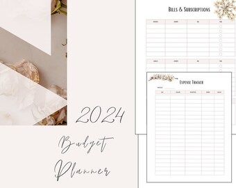 2024 BUDGET PLANNER over 60 pages - OCD Planner Girlfriend Gift Christmas Gift - Minimalist Gift