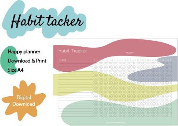 Monthly Habit Tracker Printable, Routine Tracker, Monthly Habit Challenge, A4, Instant Download