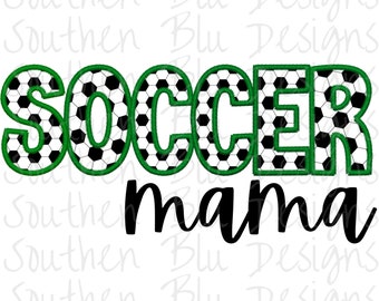 Green Faux Embroidery Soccer Mama PNG - Digital Download