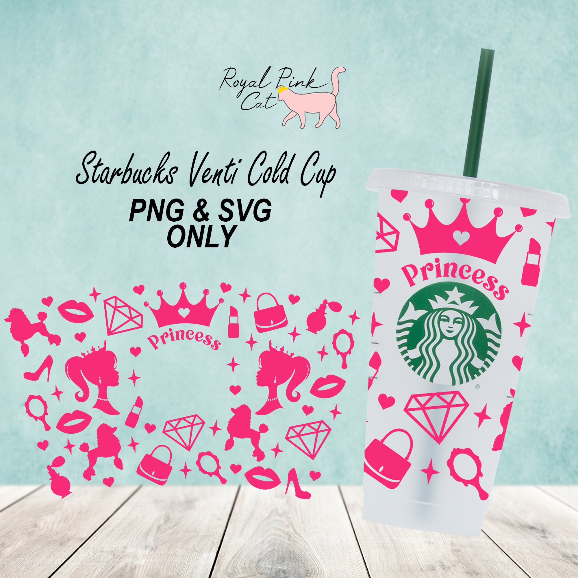 Princesse Full Wrap svg Starbucks Full Wrap svg Venti Cold Etsy France