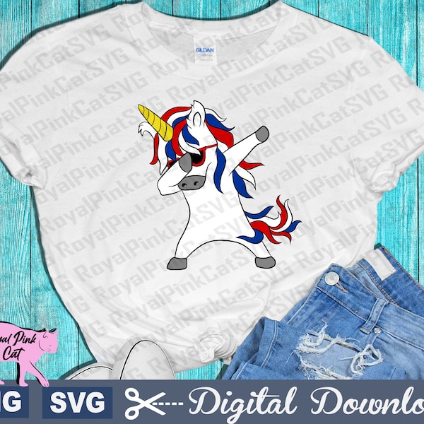 Dabbing Unicorn svg, Dabbing Unicorn png, 4h of July unicorn svg, America Dabbing Unicorn svg, Digital Download