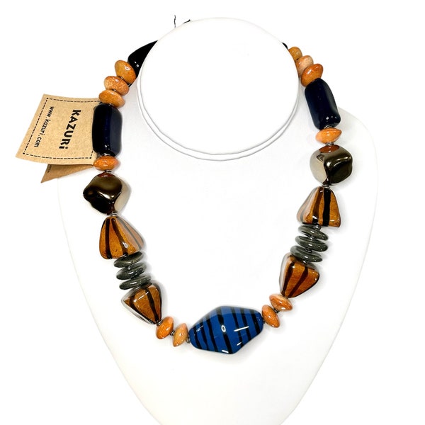 Kenyan Made Kazuri Necklace-Multi Color & Shaped Ceramic Beads