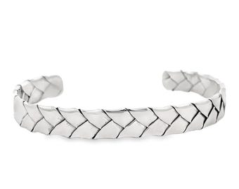 Artisan Woven Sterling Silver Cuff Bracelet: Handmade Statement Jewelry