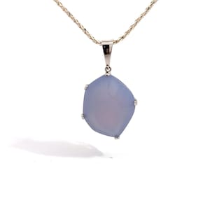 Fantasy Cut Blue Chalcedony 63.75ct Silver Pendant