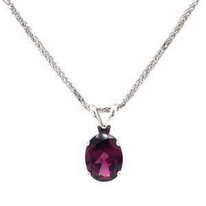 Natural Rhodolite Garnet Pendant, 2.09ct Oval Gemstone in Silver