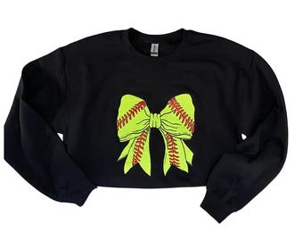 Embroidered Softball Bow Sweatshirt, Softball Bow Sweatshirt, Embroidered Softball Sweatshirt, Softball Sweatshirt, Softball Bow Embroidered