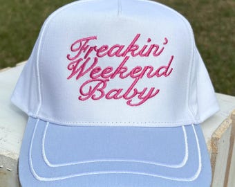 Freakin' Weekend Cap, Freakin' Weekend Embroidered Cap, Embroidered Otto Cap, Weekend Embroidered Cap, Freakin' Weekend Two Tone Cap