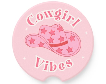 Cowgirl Vibes Car Coaster, Cowgirl Vibes Coaster, Cowgirl Vibes Pink Car Coaster, Cowgirls Pink Car Coaster, Pink Cowgirl Vibes Car Coaster