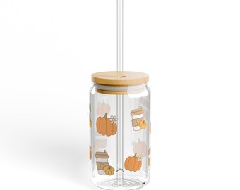 Pumpkin Spice Fall Glass Cup, Pumpkin Spice Glass Cup, Groovy Fall Glass Cup, Fall Pumpkin Spice Glass Cup, Groovy Pumpkin Glass Cup
