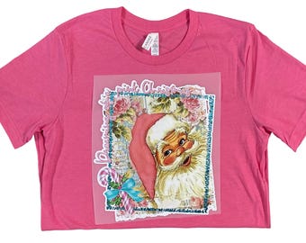 Dreaming of a Pink Christmas Tee, Dreaming of a Pink Christmas Shirt, Pink Christmas Tee, Pink Christmas Bella Canvas Tee, Pink Santa Hat