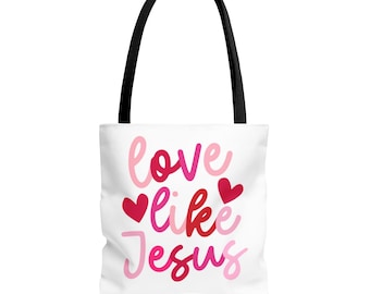 Love Like Jesus Tote Bag, Inspirational Gift, Christian Bag, Faith-Based Fashion, Church Outing, Everyday Use