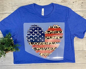 American Flag Tee, American Flag Heart Tee, American Flag Bella Canvas Tee, American Flag Heart Bella Canvas Tee, Flag Heart Tee, Heart Tee