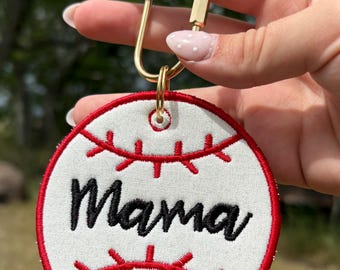 Embroidered Bag Tag, Baseball Mama Bag Tag, Just a girl Bag Tag, Baseball mama keychain, Hell I Won't Bag Tag, Scallop Bow Bag Tag, Bow Tag