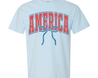 America Bow Tee, America Tee, America Comfort Colors Tee, America Bow Comfort Colors Tee, America Short Sleeve Tee, America Bow Comfort Tee