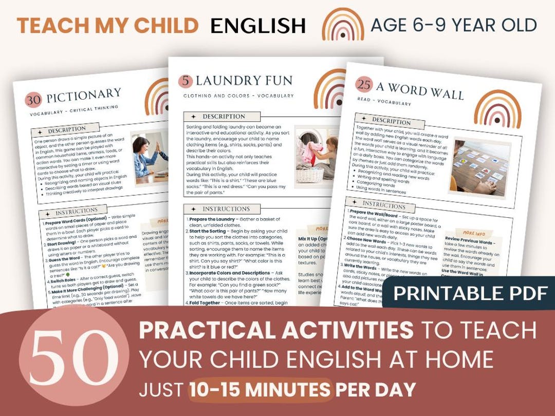 English Activities for Kids (6-9 Years): Fun ESL Printable (PDF) - Etsy