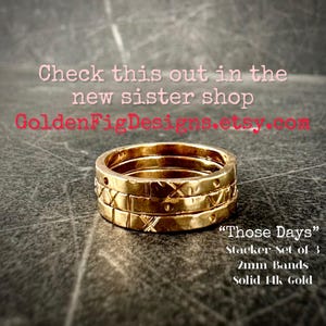 SET OF 3 ~ Solid 14K 2mm Gold Custom Roman Numeral Ring &quot;Those Days&quot;