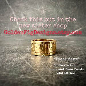 SET OF 3 ~ Solid 14K 2mm & 6mm Gold Custom Roman Numeral Ring &quot;Those Days&quot;