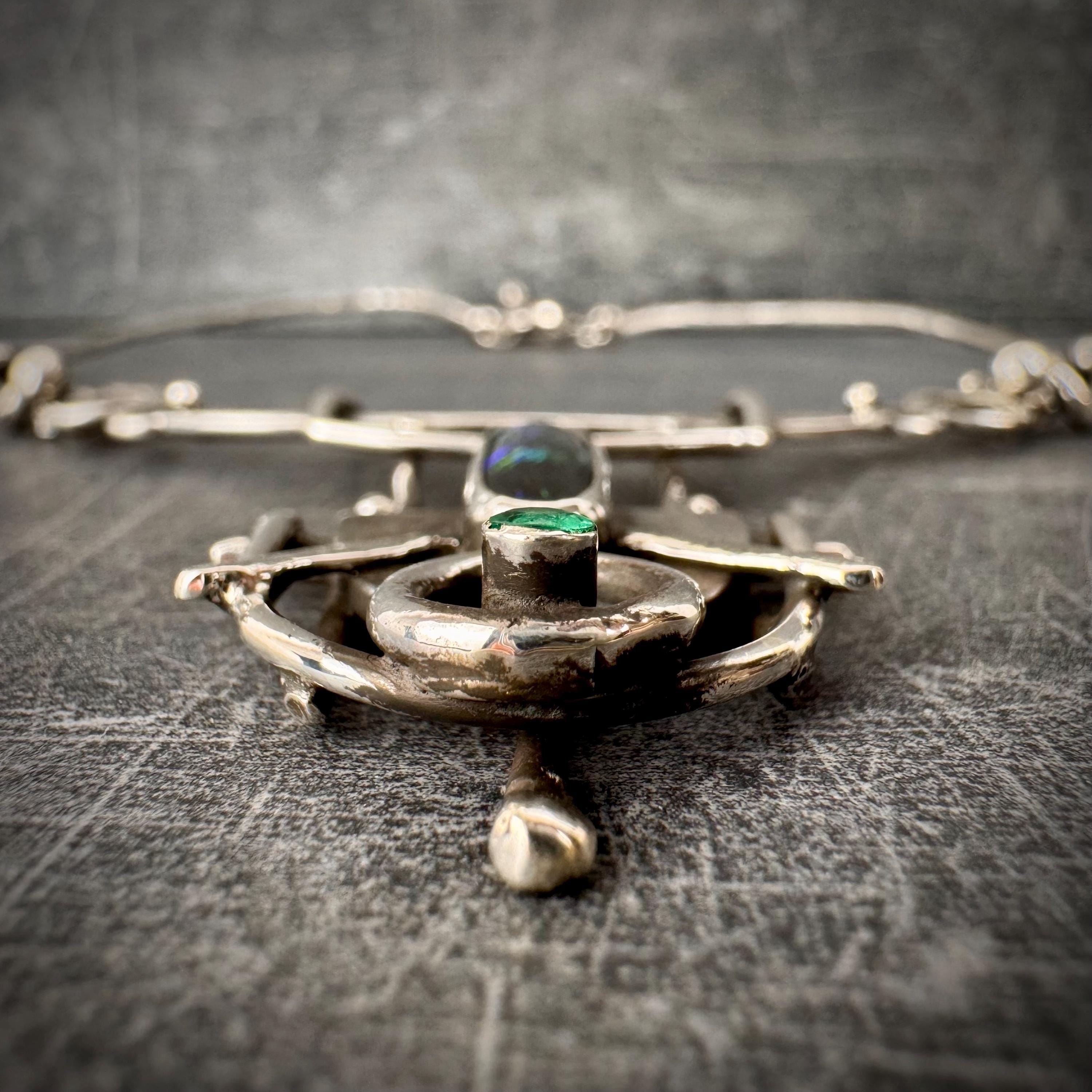 EMERALD CONSTRUCT ~ Genuine Black Matrix Boulder Opal + Natural Emerald ...