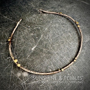 SUNSHINE & PEBBLES ~ Colar gargantilha em ouro maciço 18K + prata esterlina
