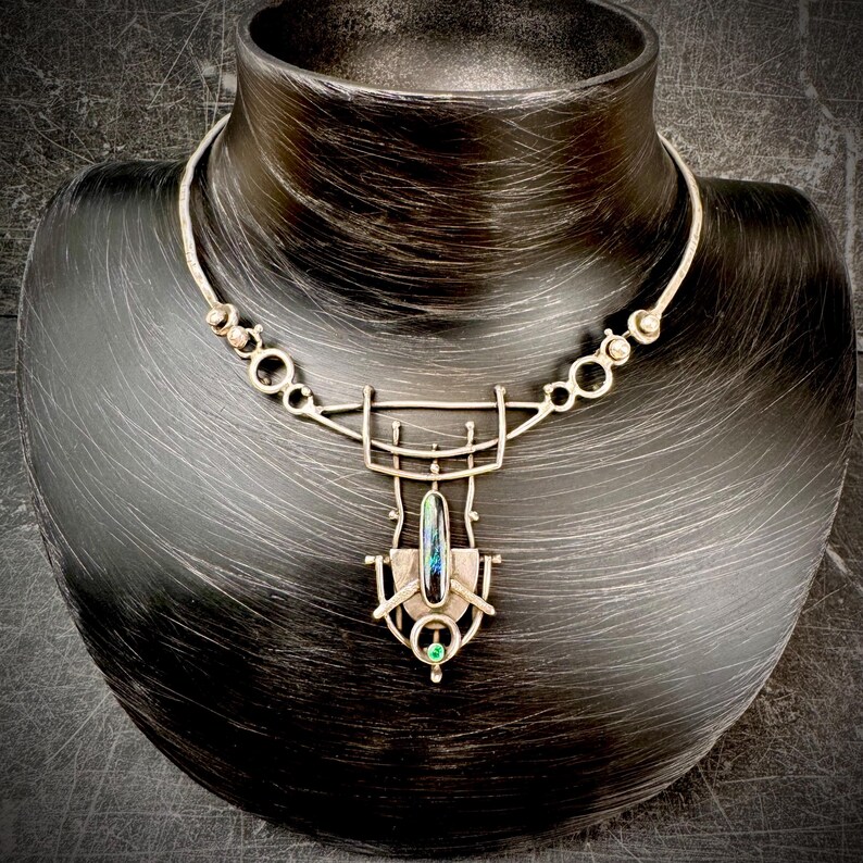 EMERALD CONSTRUCT ~ Genuine Black Matrix Boulder Opal + Natural Emerald ...