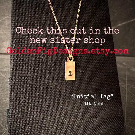 Solid 14K Gold Initial Tag Necklace