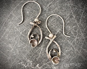 LILIPAD ~ Solid Sterling Silver Hand-Hammered Earrings